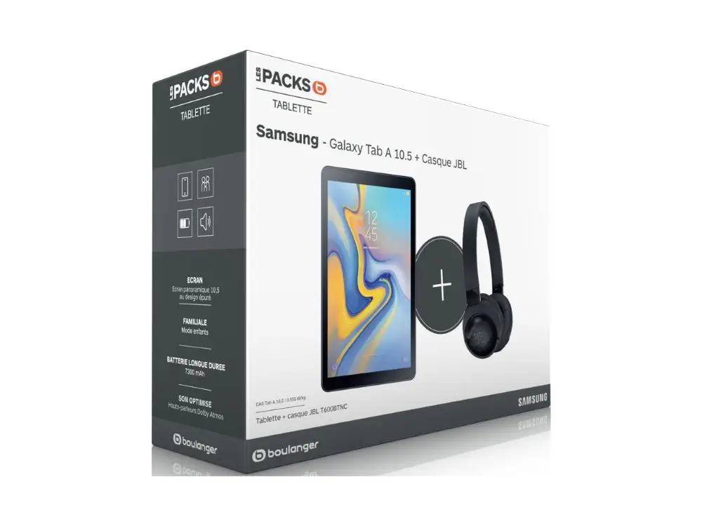 Tablette pas cher - Le pack Galaxy Tab A 10.5 + casque à réduction de bruit JBL à 249 €